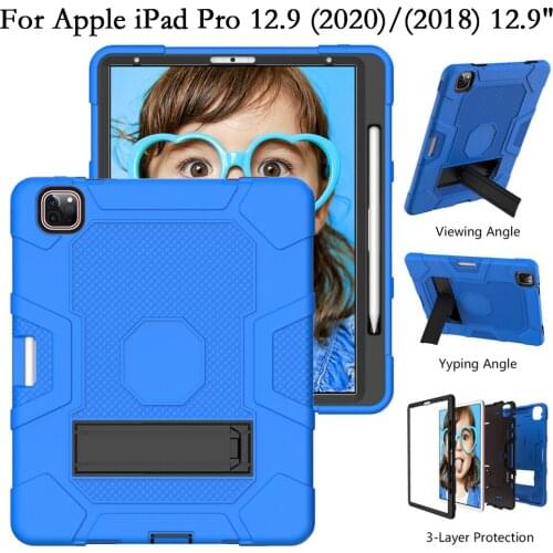 B3 Shockproof Silicone Stand Fundas Tablet Cover for iPadPro 12 9 iPad Pro 12.9 Pro12 2020 2018 Case Coque Hard PC TPU Shell