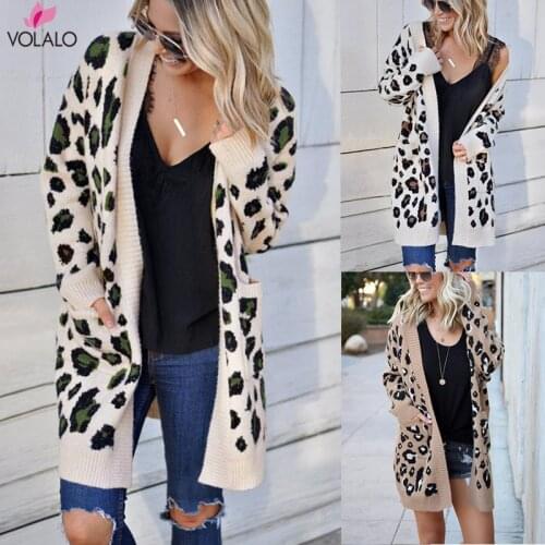 Long Leopard Cardigan WomenS Long Sleeve Autumn Winter Sweaters Fashion 2020 Women Long Coat