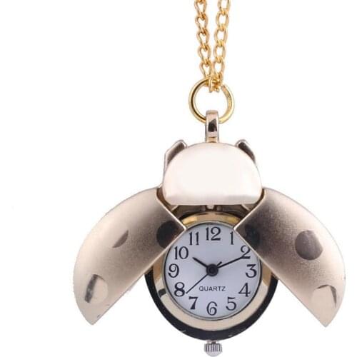 European and American Jewelry Creative Small Seven-Star Ladybug Pocket Watch Table Commemorative necklace clock Jewelry gift Q