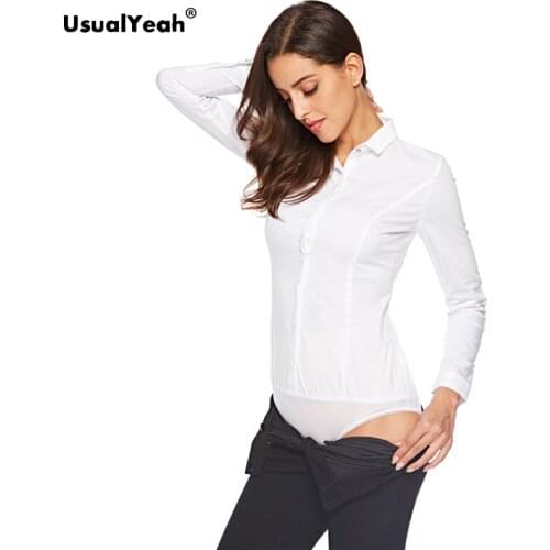 Formal Shirts Work wear Long sleeve Cotton OL Body Blouse Shirt Button Turn-down Collar Blusas Chemise Blanche Femme White