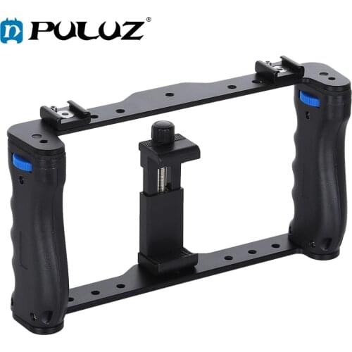 PULUZ Live Broadcast Smartphone Cage Video Rig Filmmaking Recording Handle Stabilizer Bracket Camera Vlogging Rig Case