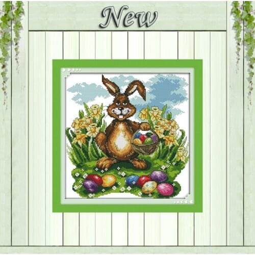 The collection eggs rabbit cartoon painting counted printed on canvas DMC 14CT 11CT Cross Stitch Needlework Sets Embroidery kits
