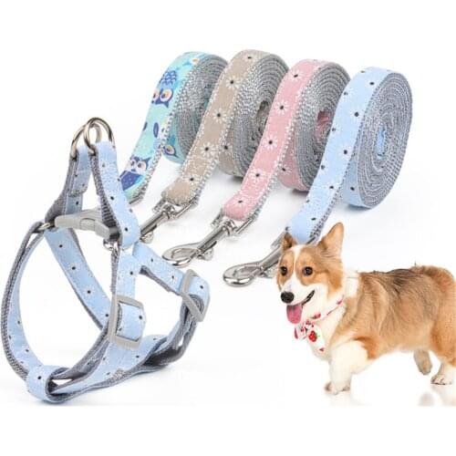 Pet Dog Bone Printing Harness and Leash Set Summer Chihuahua Fashion Harness for Small Dog Adjustable Walking Puppy Accessories