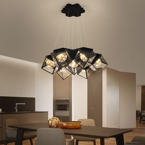 Black / White Creative Chandelier Lighting Dining Living Room Iron Modern Nordic LED Hanging Lamp Bedroom Kitchen Art Fixtures