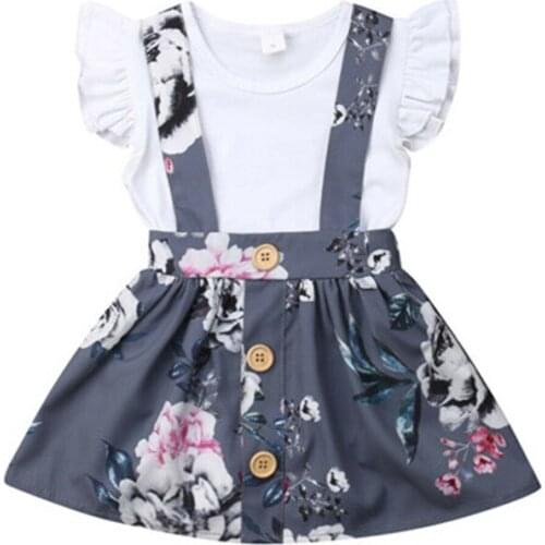 Summer 2PCS Toddler Kids Baby Girls Dresses Outfits Jumpsuits Short Skirt Clothes Set Toddler Girl Clothes Cotton O-neck