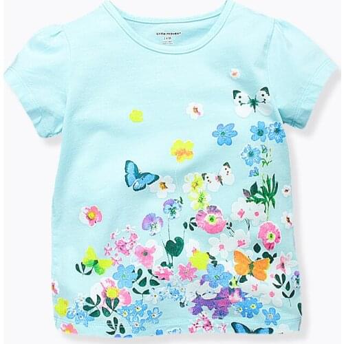 Toddler Girl Summer Tops Casual Flower Printed Shirts for Kids Soft Cotton Baby Girls T-shirts Brand Children Clothing 1-6 Yrs