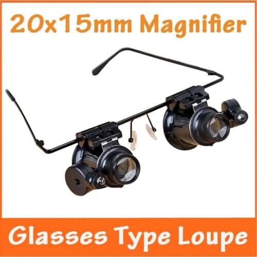 20x15mm Glasses Type Watch Repair Illuminated Magnifier with LED Light for Jewelry Appraisal Gem Identification Loupe