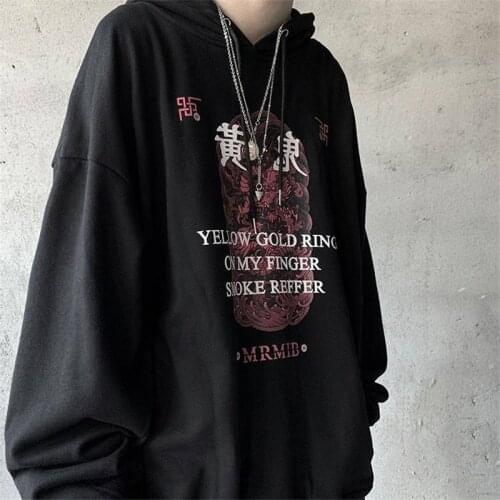 Mens Loose Hoodies Harajuku Hoodies Japanese Style Printed Streetwear Casual Punk Male Hoodie Hip Hop High Street Autumn