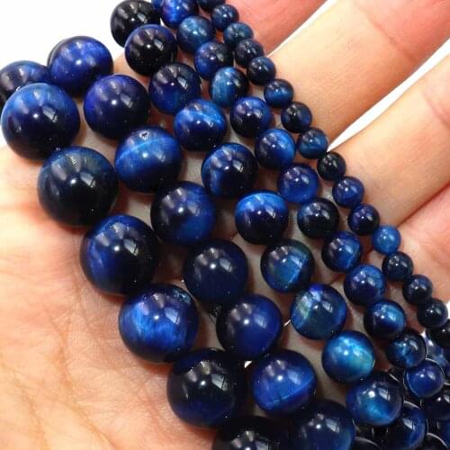 Natural Stone Blue Lapis Lazuli Tiger Eye Agates Round Beads 4 6 8 10 12 MM Pick Size For Jewelry Making DIY Bracelet Necklace