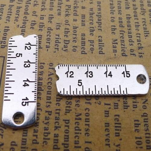 Newest 10Pcs 10*29mm Antique Silver Color Rule Math Tool Charms Keychain Necklace Pendant Accessory Charms For Jewelry Making