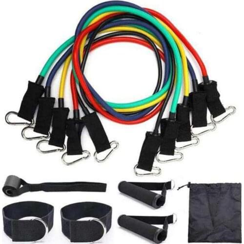 New Yoga Belts Body Building Unisex Solid Home Gym Sport Exercise Fitness Yoga Tools Elastic 11 Pieces Set Women Men 2020
