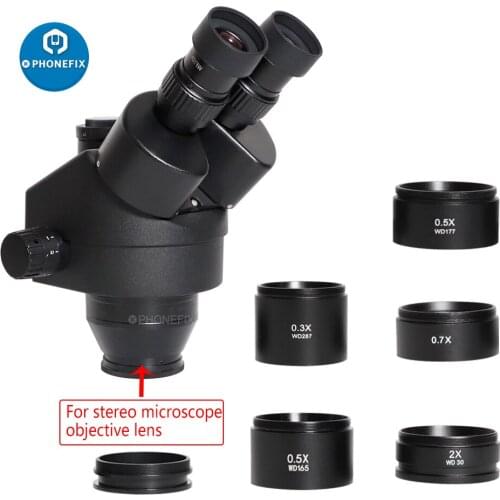 WD30 WD165 WD287 0.3X 0.7X 1X 0.5X 2.0X Objective Lens for Trinocular Stereo Microscope Auxiliary Lens Adjust Working Distance