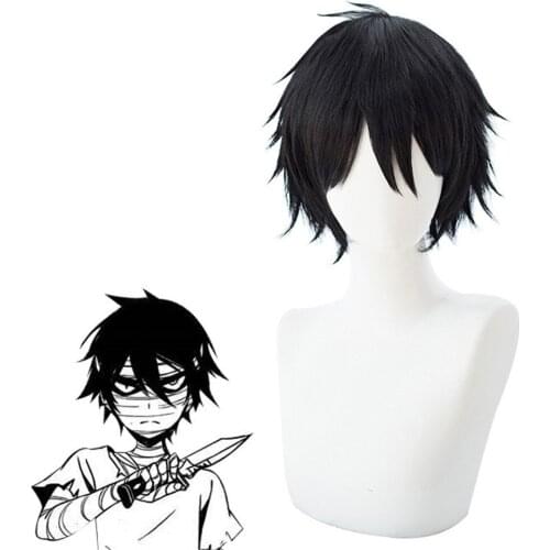 Black New Arrival Angels of Death Zack Cosplay Wig for Man Boys Short Straight Anime Party Wig High Quality Synthetic Hair
