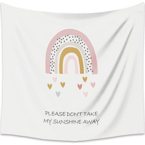 Nordic Ins Simple Cute Heart-Shaped Tapestry Wall Hanging Cartoon Rainbow Star Home Decor Hanging Cloth Bedroom Tapestries