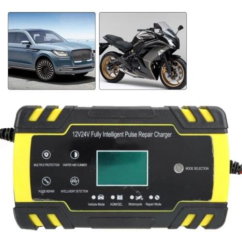 Dropshipping Repair Pulse Battery Charger With LCD Display Motorcycle Car Protection Car Chargers 100-240V EU UK US AU Plug