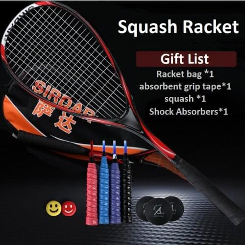 Squash Racket Full Carbon Fiber Ultra-light Starter Suit Professional Training Full Set Of Accessories Men Women With Bag -40
