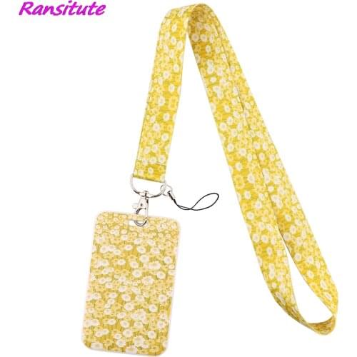 Ransitute R1957 Painting Art Yellow Daisy Lanyard For Key Neck Strap Lanyard Card ID Badge Holder Key Chain Key Holder Hang Rope