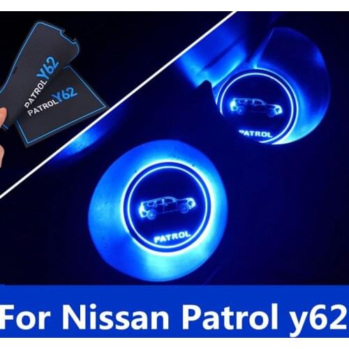 Rubber mat door mat anti-slip Cup pad Gate slot pad Central control water coaster door storage light For Nissan Patrol y62