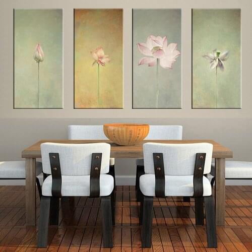 Pink Lotus Blooming Wither Paint Poster Elegant Canvas Flower Wall Art Hd Print Painting Home Decoration For Gallery Living Room