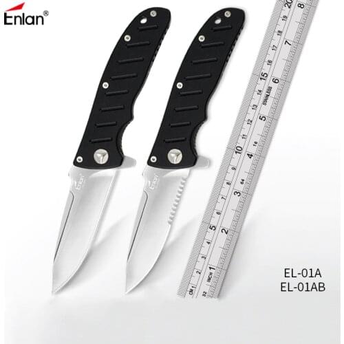 Enlan Bee EL-01A /AB Classic Large Flipper Folding Knife with Drop Point Stainless Steel Blade and G10 Handle Mens Pocket Knife