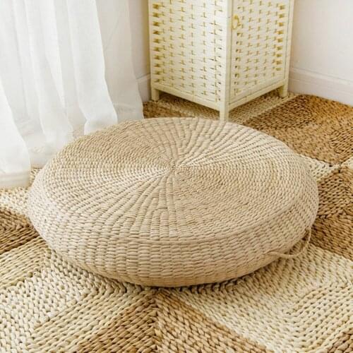 Round Straw Woven Futon Cushion Handmade Pillows Yoga Chair Tatami Home Sofa Floor Bay Window Cushion Thicken Photography Mat