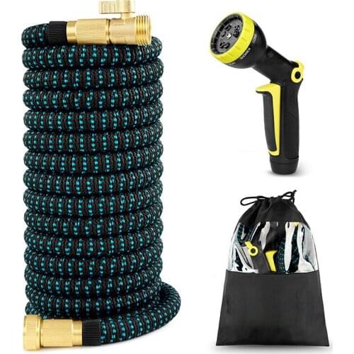 New Type 25ft-100ft Telescopic Garden Hose Latex Hose Magic Telescopic Wear-Resistant Hose High Pressure Water Gun Watering