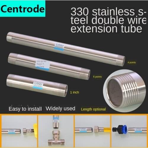 316 stainless steel extension tube 1/2IN 3/4IN 1 IN natural gas solar water heater pipe double head external wire extension tube