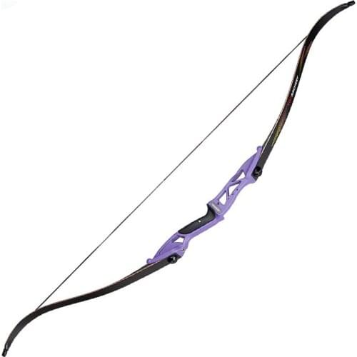 Outdoor Shooting Bow And Arrow Set 18-50 Lb Purple Knock Down Bow Archery Recurve Bow 56 Inch Metal Riser Right Bow Accessory