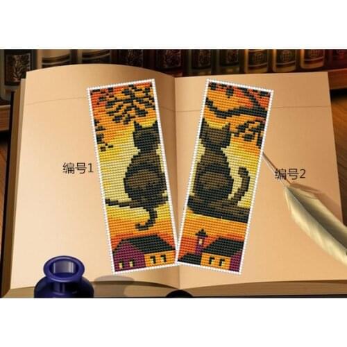 Cat Craft Stich Cross Stitch Bookmark Metal Silver Golden Needlework Embroidery Crafts Counted Cross-Stitching Kit