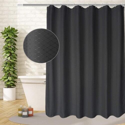 UFRIDAY Hotel Fabric Shower Curtain Polyester Bathroom Curtain Waffle Weave Decor with Hooks Waterproof Extra Long Bath Curtain