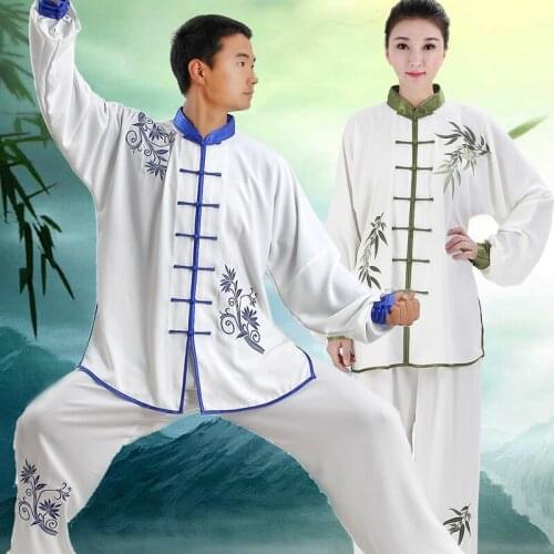 Embroidery Bamboo Women Chinese Kung Fu Clothing Long Sleeve Tai Chi Uniform Wushu Adults Martial Arts Wing Chun Suit Taiji Sets