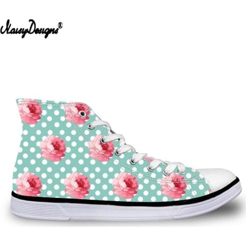 Noisydesigns Pink Floral Print High Top Women Fashion Canvas Shoes Flats Casual Breathable Lady Student Walking Vulcanized Shoes