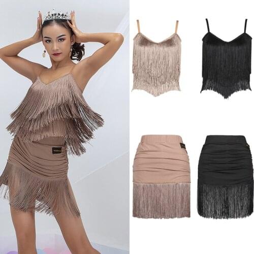 Latin Dance Costumes Female Adult 2021 new Three-Layer Tassel Tops Skirts National Standard Latin Dance Competition Dress SL4865