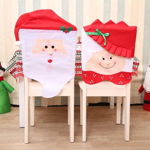 1pcs Santa Claus Mrs. Claus Cap Chair Covers Christmas Dinner Table Decoration for Home Chair Back Cover Decoracion Navidad