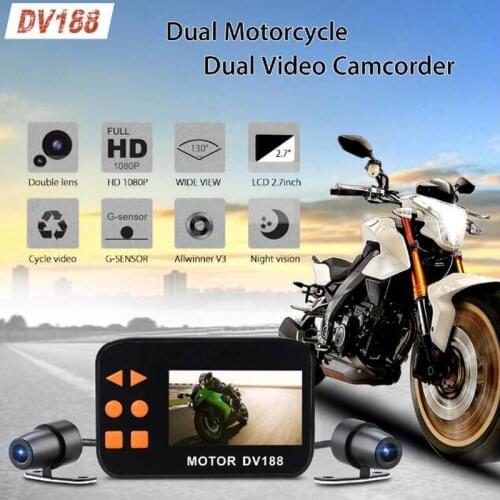 2.7" LCD Motorcycle DVR Dash Cam Full HD 1080P+720P Front Rear View Waterproof Motorcycle Camera Black Recorder