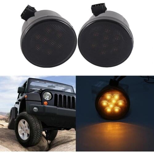 2Pcs LED Turn Signal Lights Modified Fender Side Marker Lights Fog Lamps for Jeep Wrangler 07-17