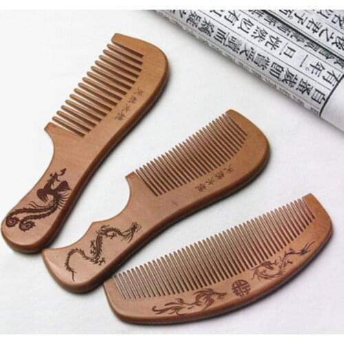 2018 Hot Sale 1 Pc Natural Peach Wood Comb Close Teeth Anti-static Head Massage Hair Care Wooden Tools Beauty Accessories