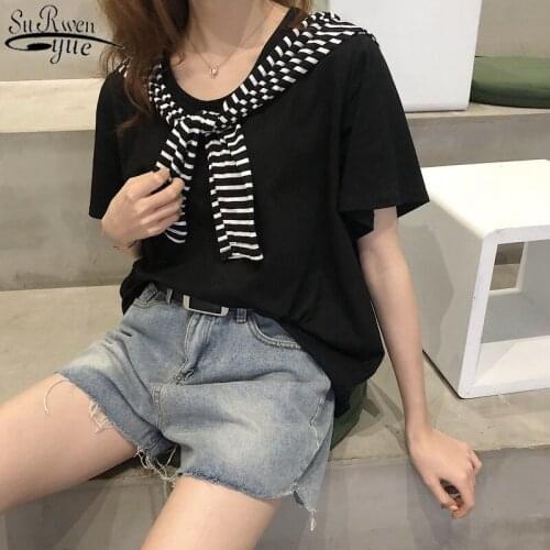 2021 Summer Cotton TShirts Plus Size Womens T-Shirt Solid Short Sleeve O-Neck Casual Tshirt New Loose Base White Tee Tops 13455