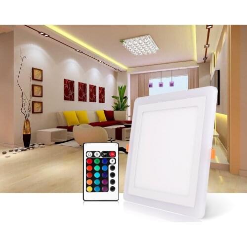 48pcs 9W Square RGB LED Panel Light Recessed Ceiling Downlight with Remote