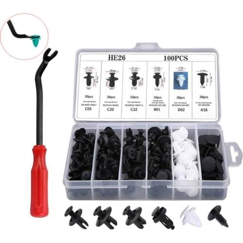 6 Size 100 Pieces Car Fastener Clip Hybrid Car Body Push Fixing Pin Rivet Bumper Door Trim Fixing Fastener kit Accessories