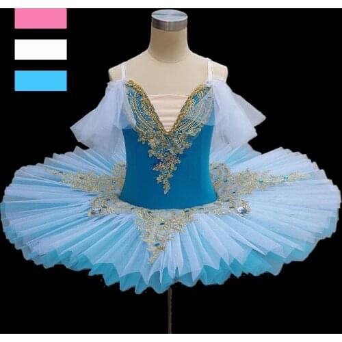 Baby Girls Professional Ballet Tutu Dress Pink Blue White Swan Lake Ballerina Pancake Tutu Adult Kids Ballet Dress Dance Costume