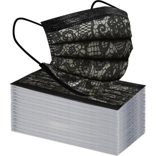 Cosplay Bandana 50pcs Disposable Masks Adult Fashion Lace Printed 3ply Filters Mouth Cover For Halloween Cosplay mascarillas