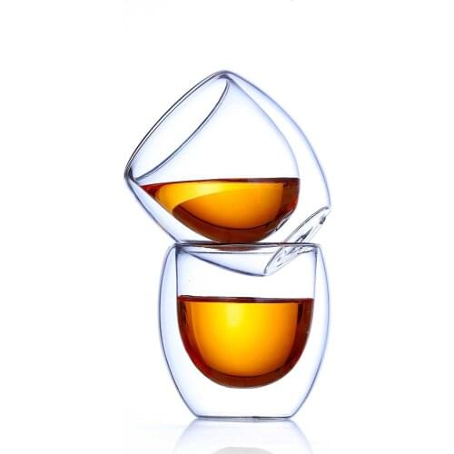 6 Piece Bodum Drop Egg Shape Double Wall Anti Scald Mini Kung Fu Pu'er Tea Cup Set Shot Glass Household Teacup Nespresso Tumbler