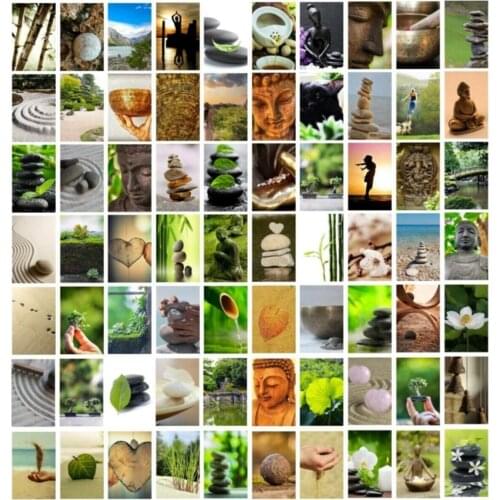 Yoga room decoration Wall Poster Collage Set - 70 Piece - Aesthetic - Vintage Poster Set - 10 cm x 15 cm