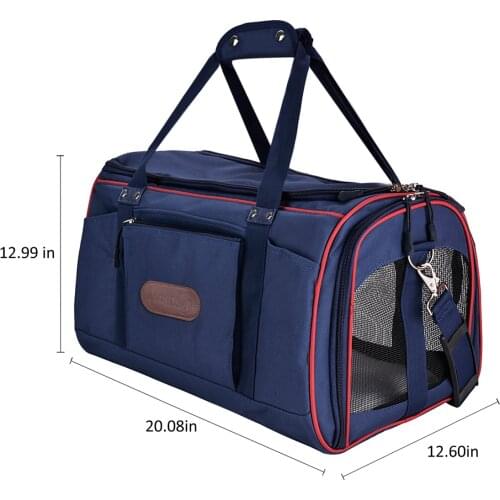 Breathble Outdoor Dog Cat Bags Travel Pet Corduroy Colorful Cat Carrier Bag Colorful Handbag Dark Blue Pet Bag Pet Carrier