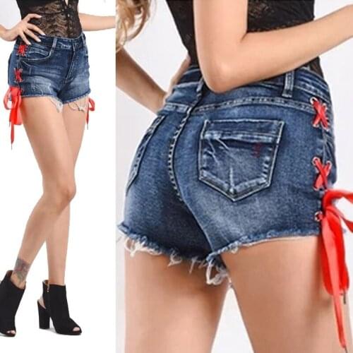 Drawstring Jeans Casual Shorts Women Slim Cowgirl Shorts Fashion Denim Shorts Tassel Casual Sexy Women Denim Jeans