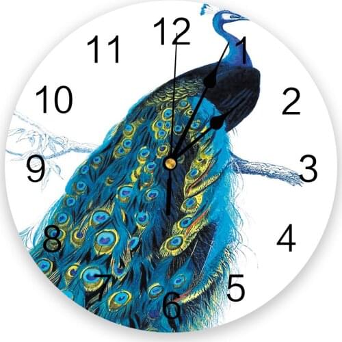 Peacock Feather Elegant White Wall Clock For Home Decoration Living Room Quartz Needle Hanging Watch Modern Kitchen Clock