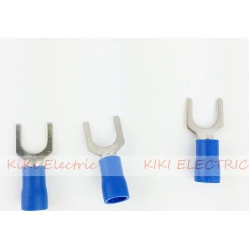 SV2-4S Blue Fork Shape Pre-Insulated Spade Terminal Insulated Wiring Terminals Connector for 22AWG-16AWG cable