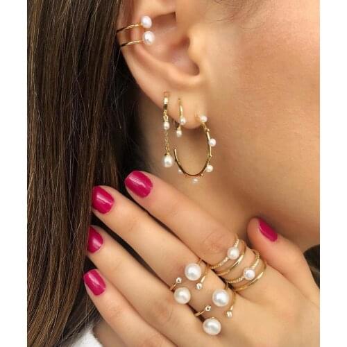 White pearl ring 2020 new hot selling summer beach design double wrap open adjusted women rings