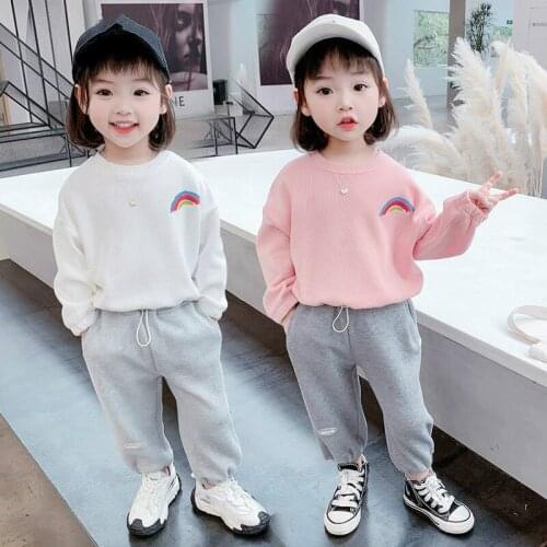 Kids Clothes Set Girls Long Sleeve Sports Wear Sweatshirt And Pants Leggings For Girls Children Outwear Spring Tracksuits 1-7Y